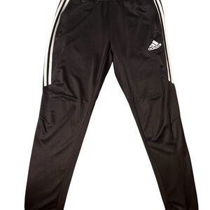 Large Adidas Black Joggers with White Stripes